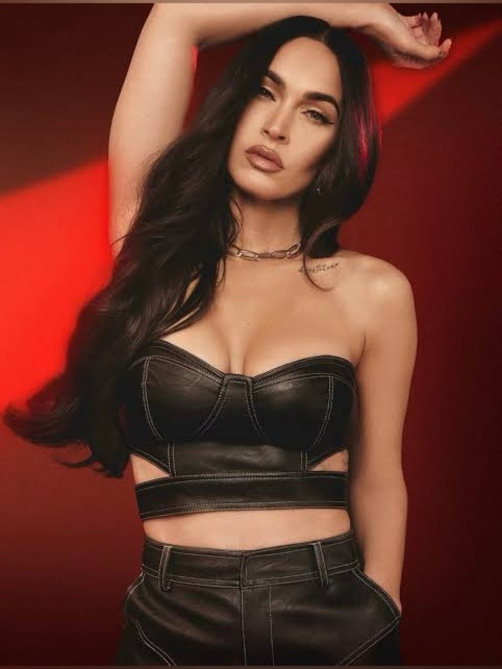 Boohoo x Megan Fox Faux Leather Bra Top